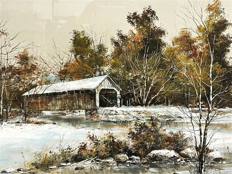 Fred Leach (American 1924-2006) Original Watercolor "Covered Bridge"