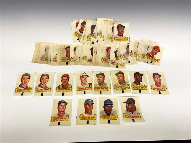 (112) 1966 Topps Rub Offs Including (2) Mantle, Rose, Aaron, (2) Koufax, (2) Yas, Mays
