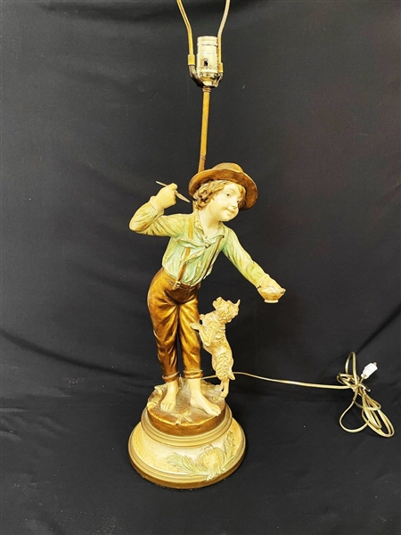 A. de Ranieri Spelterware Figural Lamp Francaise Collection MI