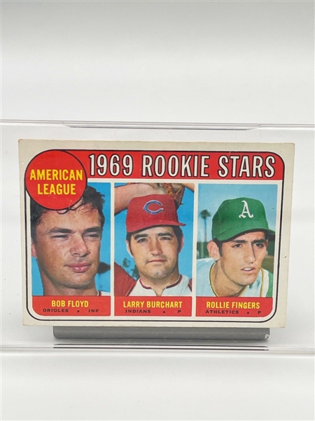 1969 Topps Rookie Stars Baseball Card #597 Rollie Fingers, Burchart, Floyd