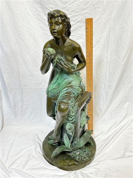 After August Moreau Bronze Large Sitting Female 