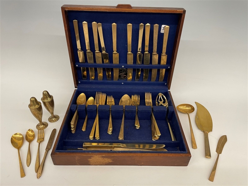 Dirilyte Brass Flatware Set Service for 12 and Extras