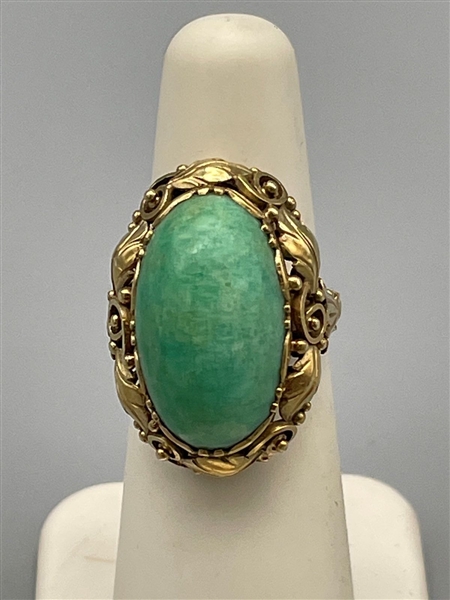 14k Gold Turquoise Cabochon Ring