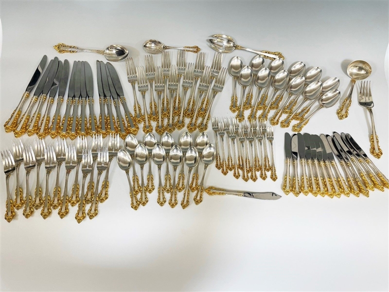 (92) Piece Gorham Golden Medici Sterling Silver Flatware Set Service For Twelve