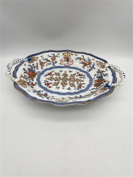 Oval Scalloped Reticulated 3 Footed Shallow Bowl