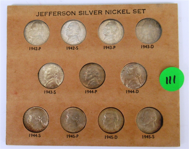 United States Wartime Silver Nickels (111)