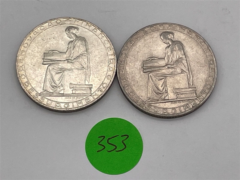 (2) 1953 Portugal KM 585 20 Escudos .800 Silver (#353)
