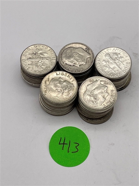(50) Franklin Roosevelt Silver Dimes .900 (#413)