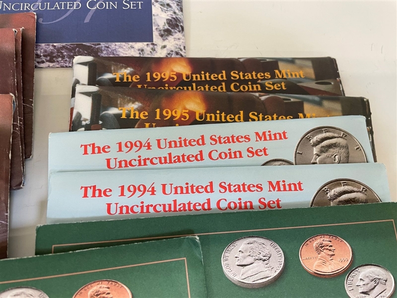 (11) United States Mint Uncirculated Sets in Envelopes: 1993, 1994, 1995, 1996, 1997 (#518)