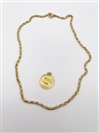 14k Gold Chain with Round 18k Gold "S" Pendant