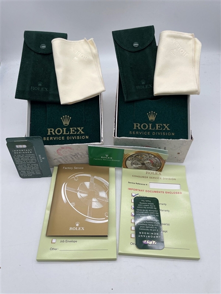 (2) Empty Rolex Service Division Boxes With Paperwork