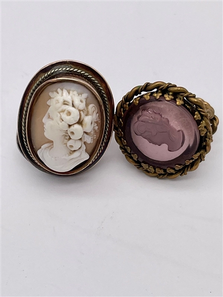 Sterling and 10k Gold Cameo Ring, Gold Filled Cameo Ring