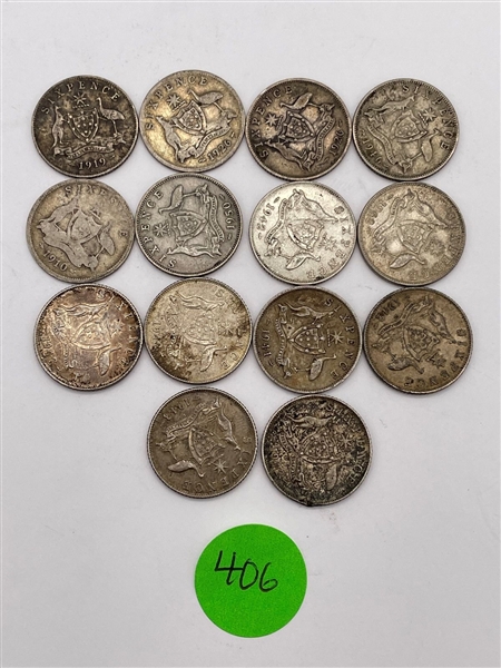 (14) Australia 6 Pence .925 Silver (#406)