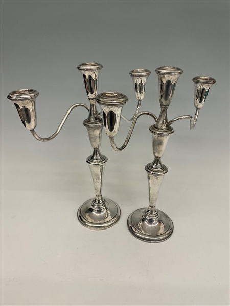 Pair of Reed and Barton Weighted Sterling Silver Convertible Candelabras