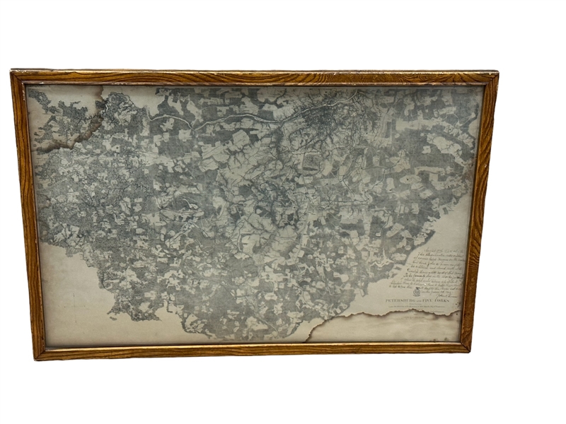 1864 Civil War Map "Petersburg and Five Forks"