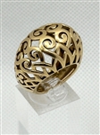 14k Yellow Gold Arabesque Volutes, Scrolls High Relief Ring