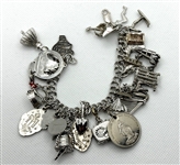 Sterling Silver Charm Bracelet With 29 Sterling Charms