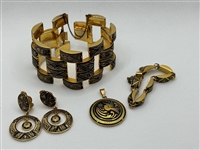 Group of Gold Tone Damascene Jewelry
