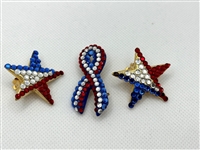 Bellini by FormArt Brooch Earring Set Patriotic Ribbon and Stars