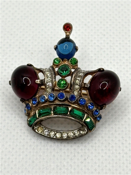 Crown Trifari Alfred Philippe Vermeil Sterling Silver Jelly Belly Crown Brooch