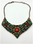 Moroccan Artisan Collar Bib Necklace in Brass