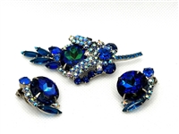 Juliana Delizza and Elster Brooch and Earrings in Blue