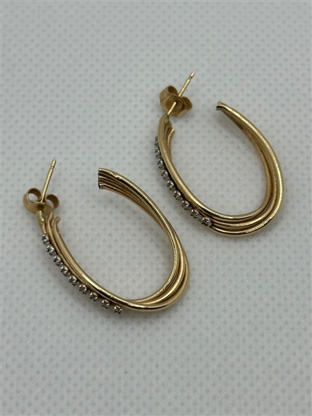 14k Yellow Gold and Diamond Earrings