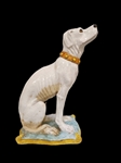 Large Life Size Glazed Terracotta Majolica Dog or Hound Figure Statue Italian Mid Century