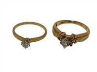 (2) 14k Gold Diamond Rings