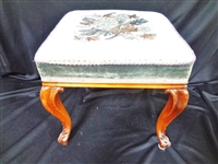 Embroidered Top Cabriole Leg Stool