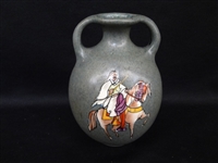 Teplitz Two Handled Pottery Vase Arabian Rider Decoration