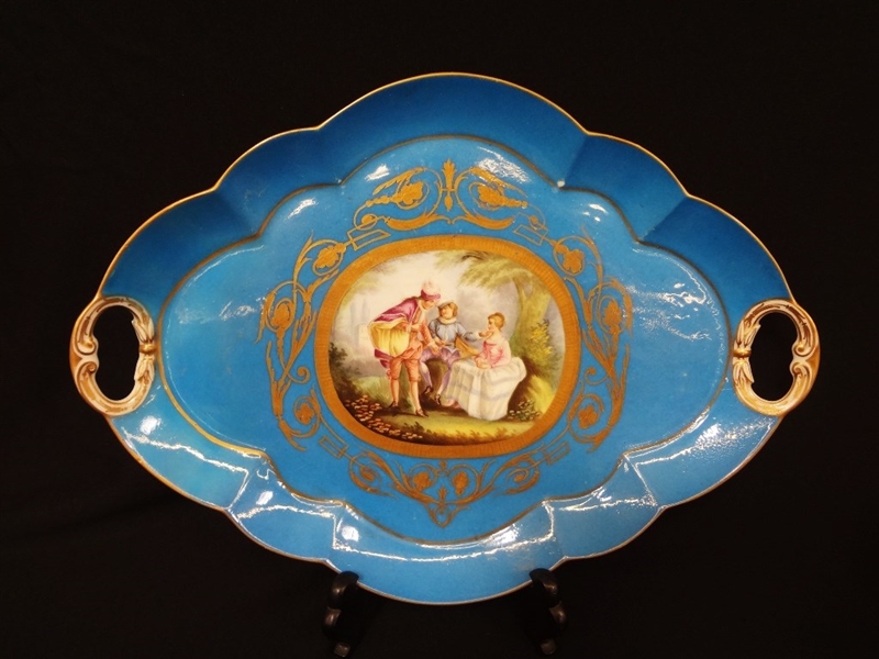 Sevres French Porcelain 2 Handle Oval Serving Platter