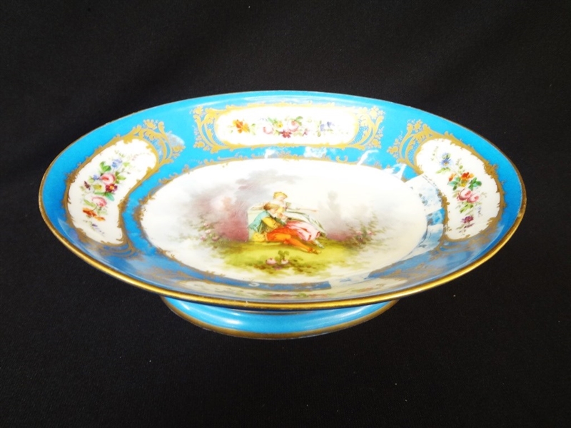 Sevres French Porcelain Footed Oval Serving Bowl