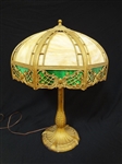 Brass and Slag Glass Table Lamp