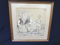 Forini Signed Ink and Gouache Political Cartoon "The Customer is Getting Impatient"