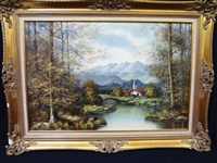 Original Oil Painting on Canvas by Baumann Gilt Gold Frame