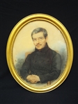 Original Charcoal Portrait of A. Coutel in 1857 set in Oval Frame