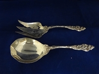 Reed and Barton 1901 "Les Six Fleurs" Salad Sterling Silver Serving Set