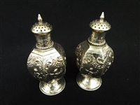 Sterling Silver Salt and Pepper Chrub Raised Relief