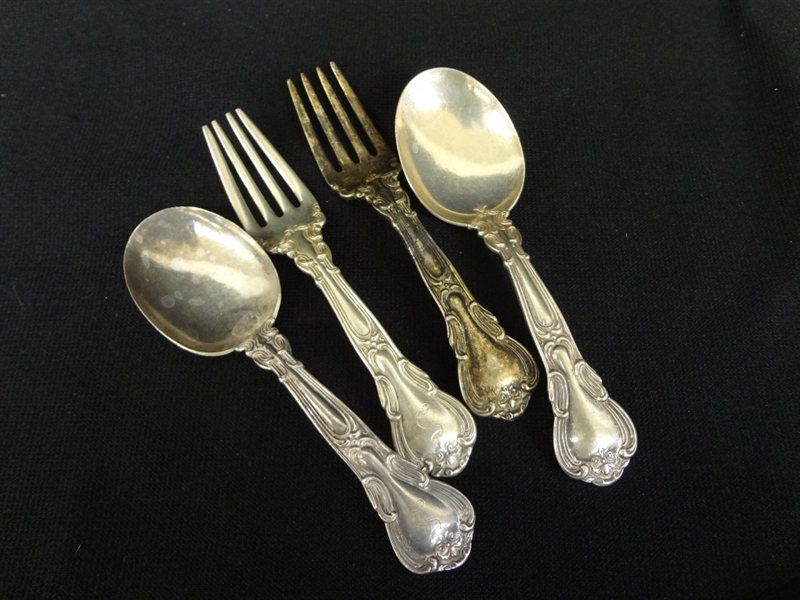 (2) Gorham Sterling Silver "Chantilly" Pattern Baby Fork and Spoon Set