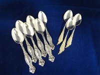 (9) Sterling Silver Tea Spoons: (6) International Silver "Frontenac", (3) others