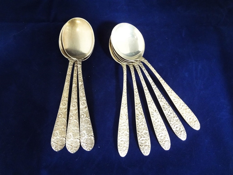 (8) Sterling Silver Soup Spoons: (3) Alvin "Bridal Bouquet", (5) Others