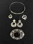 (5) Sterling Silver Jewelry Pieces: Bracelet, Pendants, Brooch, Earrings