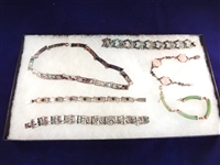 Sterling Silver Jewelry Lot: (5) Bracelets, (1) Necklace