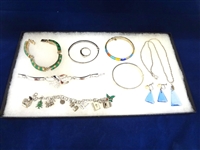 (7) Sterling Silver Jewelry Pieces: Charm Bracelet, others