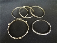 (5) Sterling Silver Bangle Bracelets: Dane Craft, Mexico, China