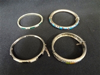 (4) Sterling Silver Art Deco Style Bangle Bracelets