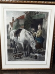 19th Century Hand Colored Steel Engraving "The Gardeners Daughter" Henry Graves 1857