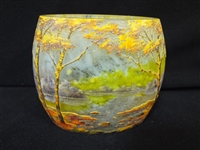 Daum Nancy Cameo Glass Vase Landscape