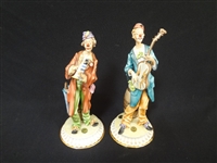 (2) Capodimonte Musical Clown Figurines